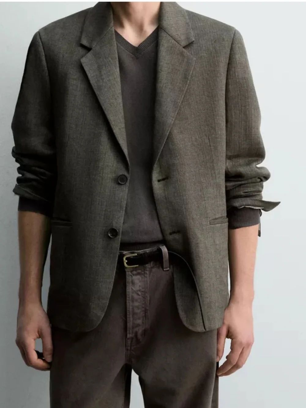 Zara Olive-Grey Tailored Sport Coat